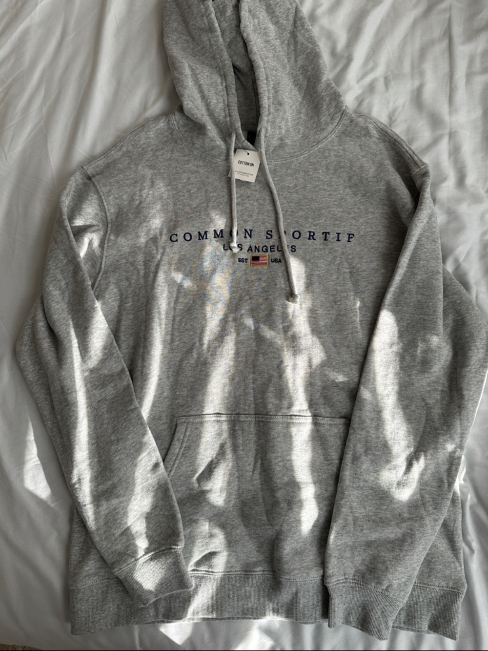 NWT Cotton On Men's Light Gray Crewneck Hoodie With American Flag